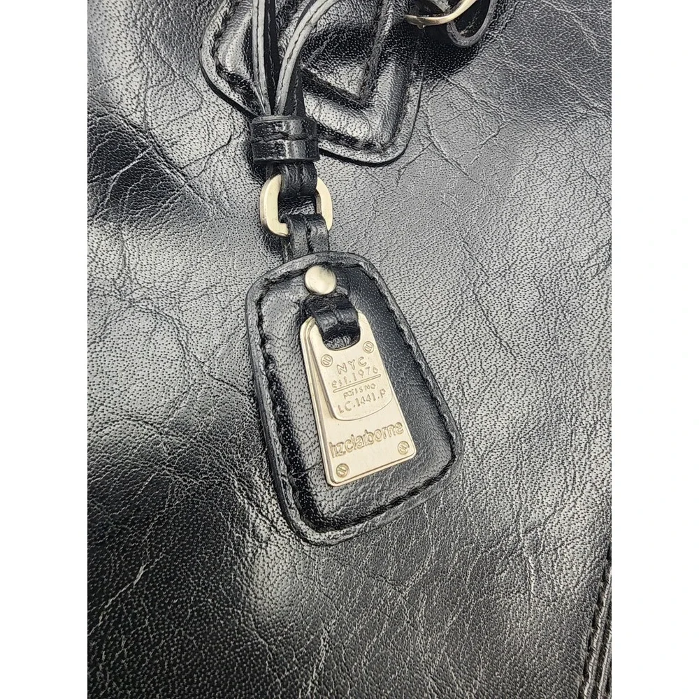 Liz Claiborne Black Faux Leather Multi Compartment Shoulder Bag Tote LC.1441.P